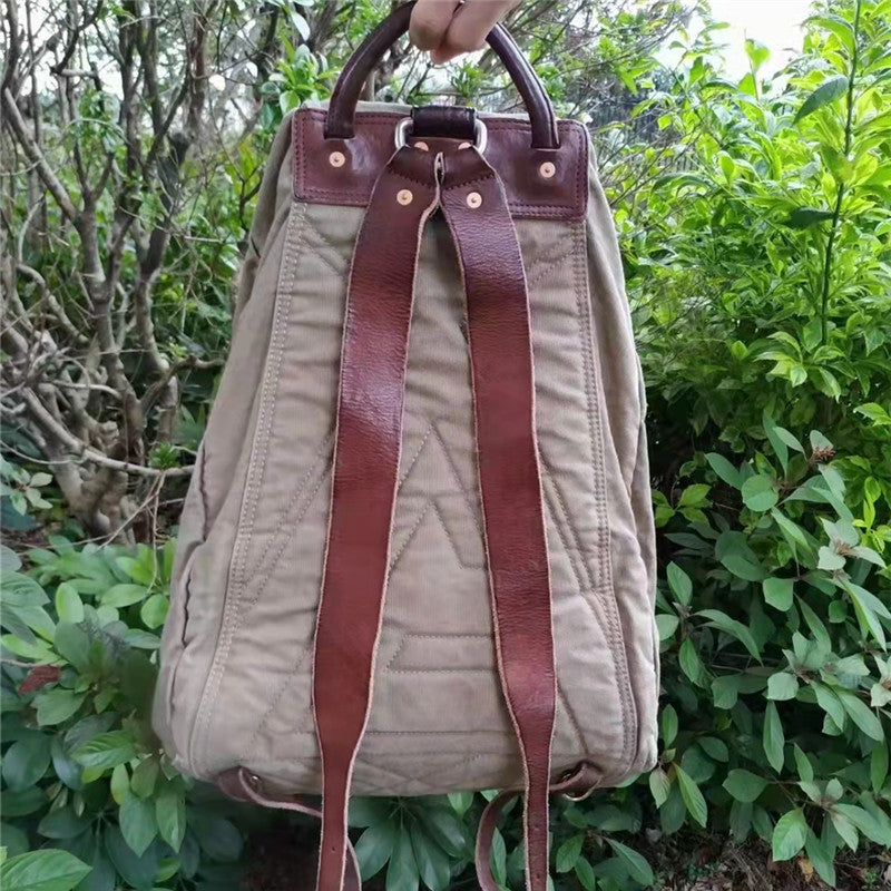 Men's Retro Washed Worn Motorcycle Large Capacity Backpacks