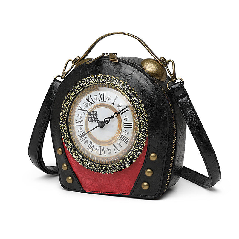 Creative Women's Clock Function Retro Battery Handbags