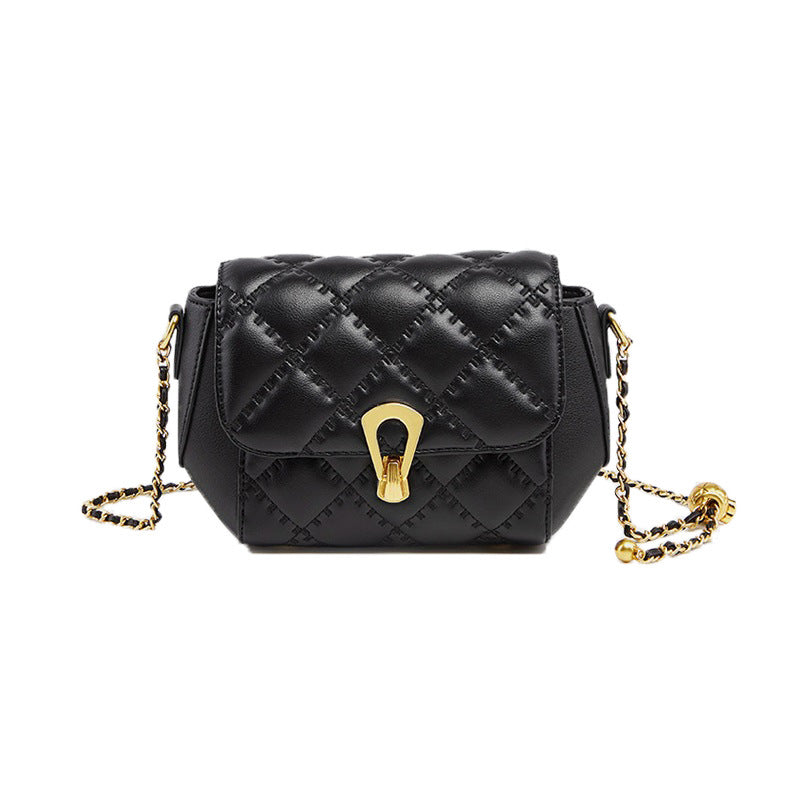 Genuine Leather Fashion Rhombus Chain Golden Shoulder Bags