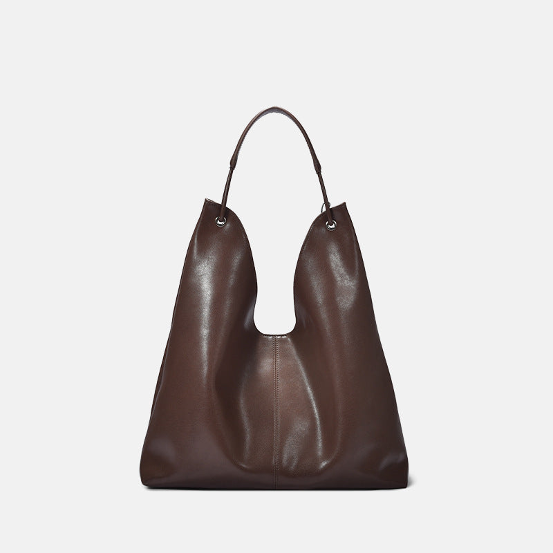 Vegetable Tanned Leather Large Capacity Textured Armpit Bags