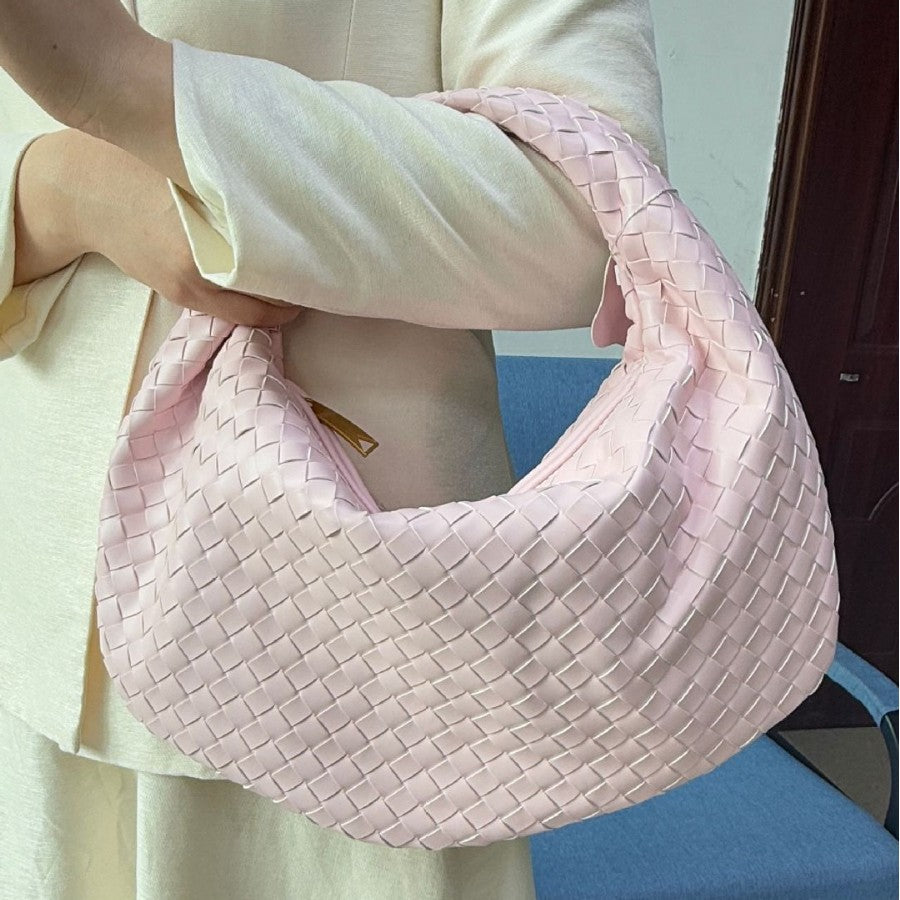 Glamorous Hand-woven Croissant Spring Knotted Underarm Handbags