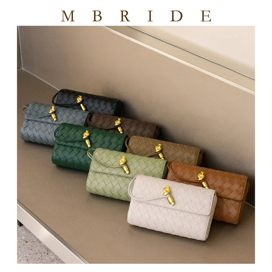 Woven Cowhide Golden Classic Style Rhombus Crossbody Bags