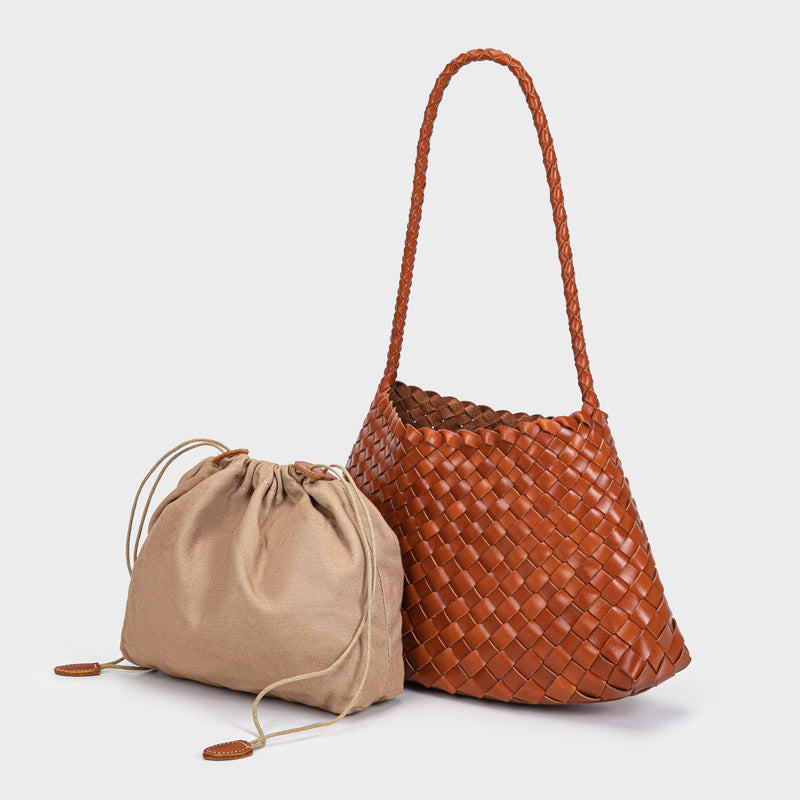 First Layer Cowhide Woven French Leather Underarm Shoulder Bags