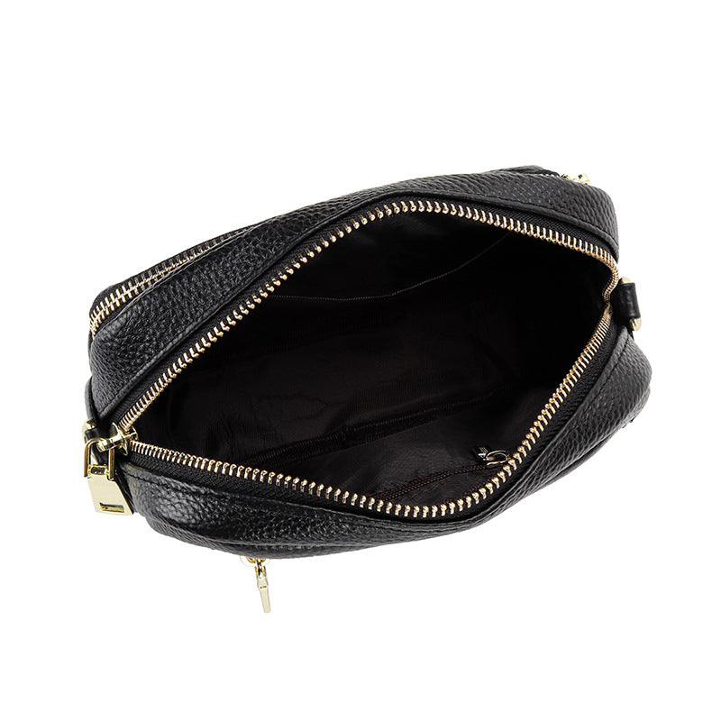 Women's Genuine Leather Korean Fashion Embroidery Soft Crossbody Bags