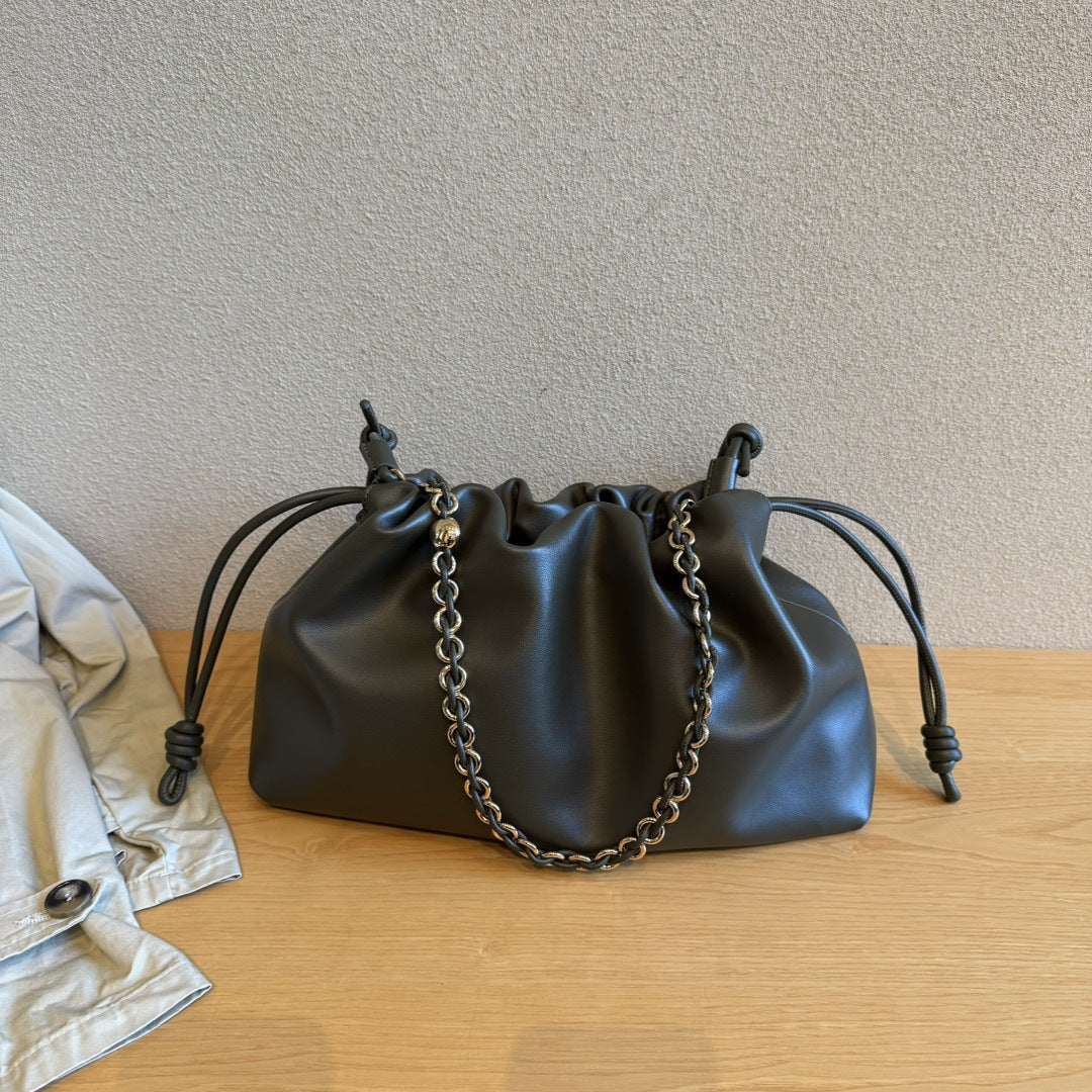 Women's Drawstring Lucky Genuine Leather Exquisite Hand Bags