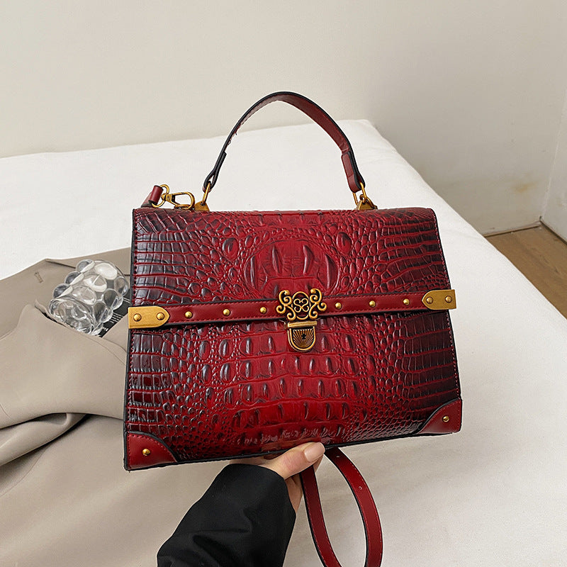 Women's Vintage Crocodile Pattern Large Capacity Bags