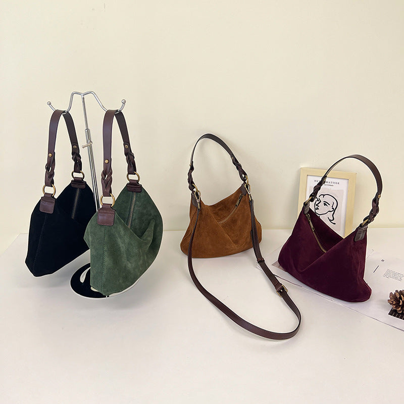 Women's Niche Underarm Leather Baguette Layer Cowhide Shoulder Bags