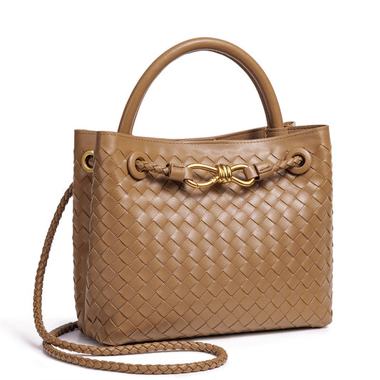 Cool Women's Stylish Bow Hardware Woven Shoulder Bags