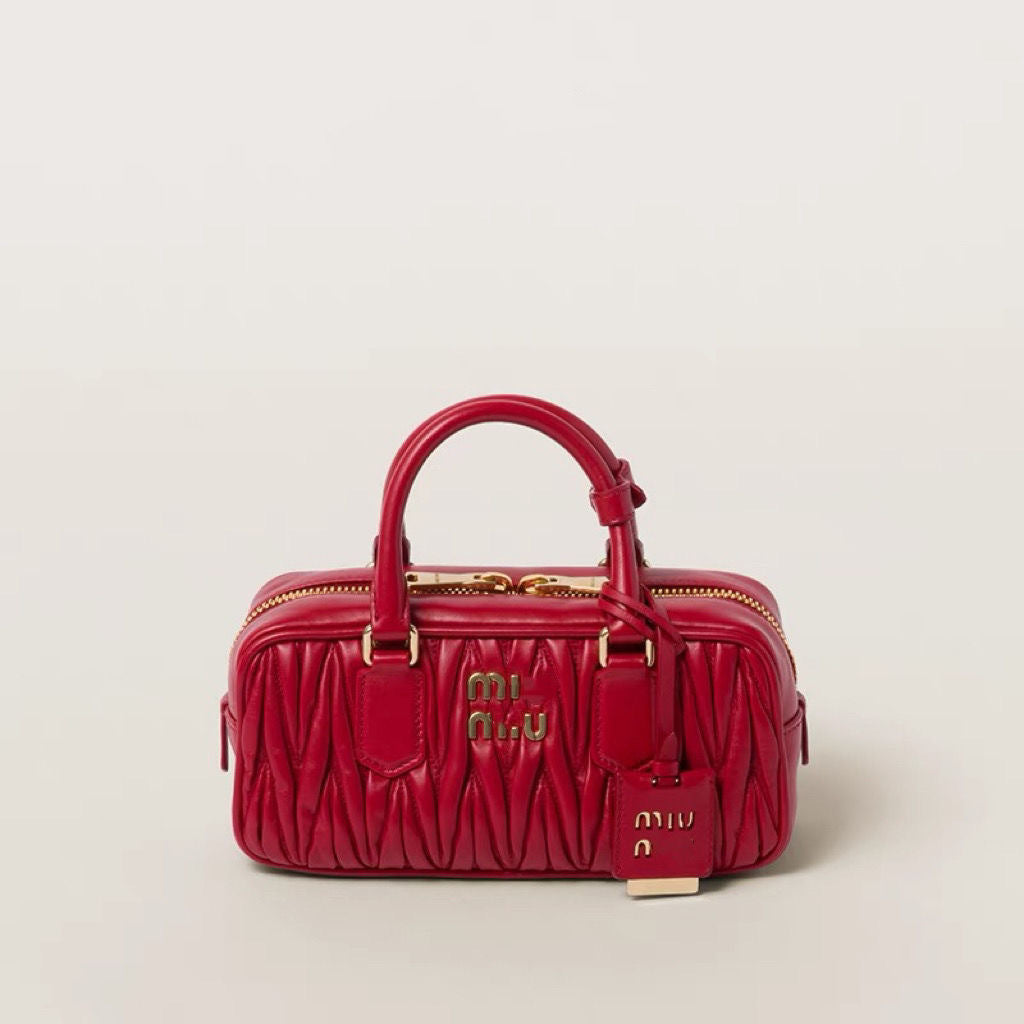 Women's Pleated Bowling Boston Portable Rhombus Bags