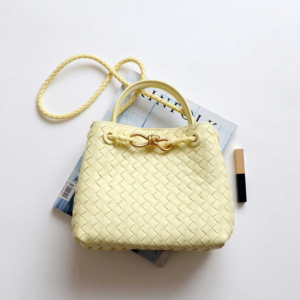 Women's Design Fashion Metal Knot Authentic Leather Bags