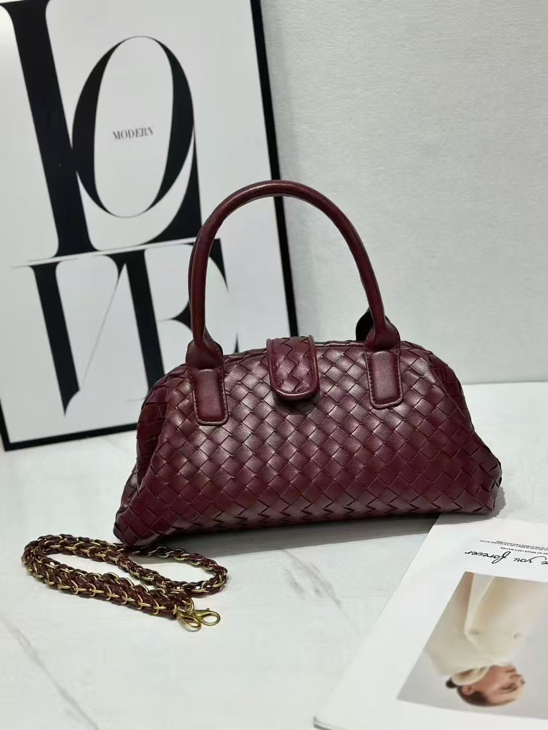 Women's Classic Retro Style Woven Bowling Simple Bags