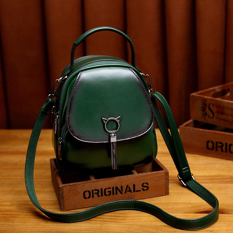 Women's Oil Wax Skin Korean Style Easy Backpacks