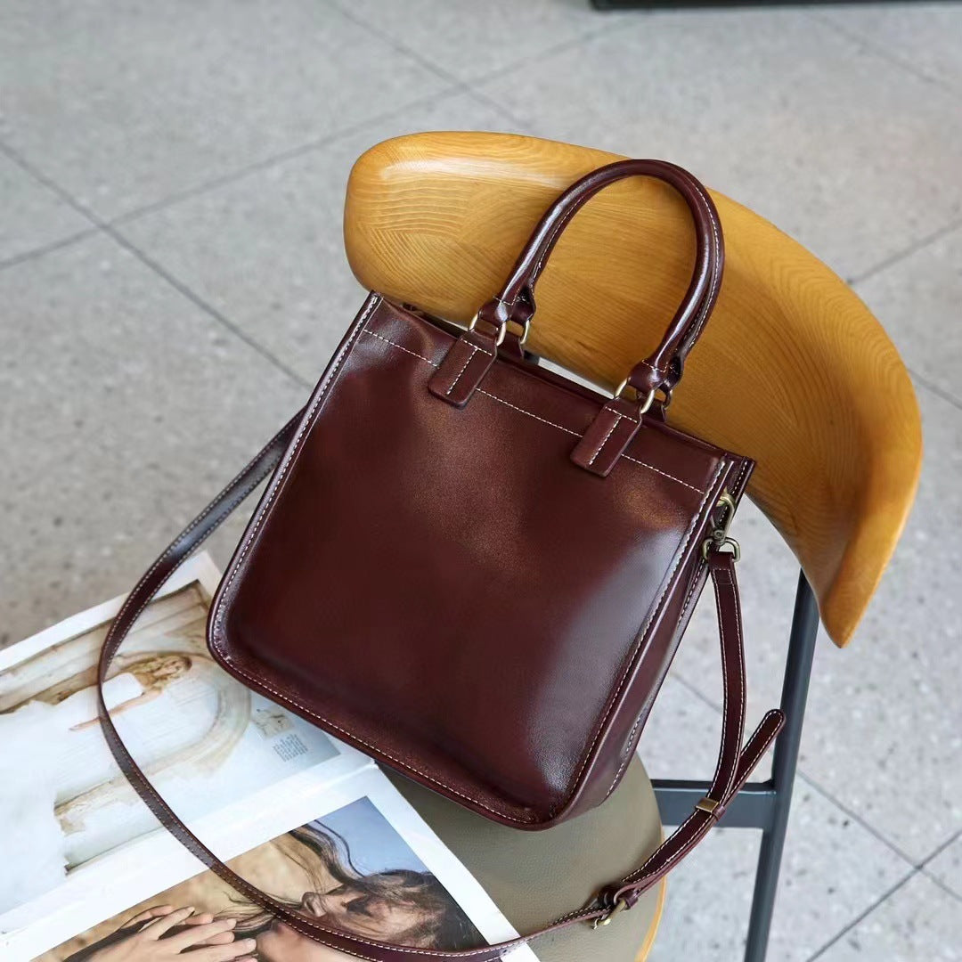 Women's Top Layer Cowhide Vintage Leather Live Crossbody Bags