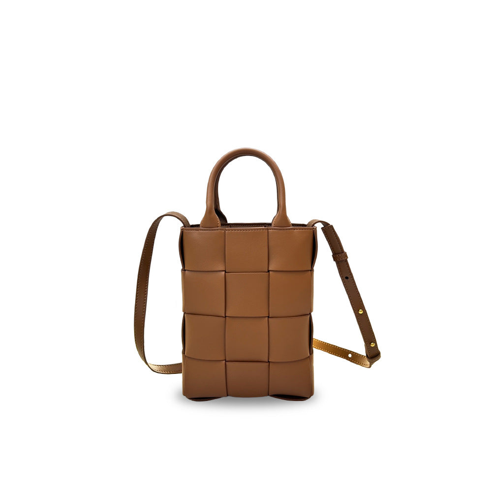 Women's Authentic Leather Weave Portable Korean Style Crossbody Bags