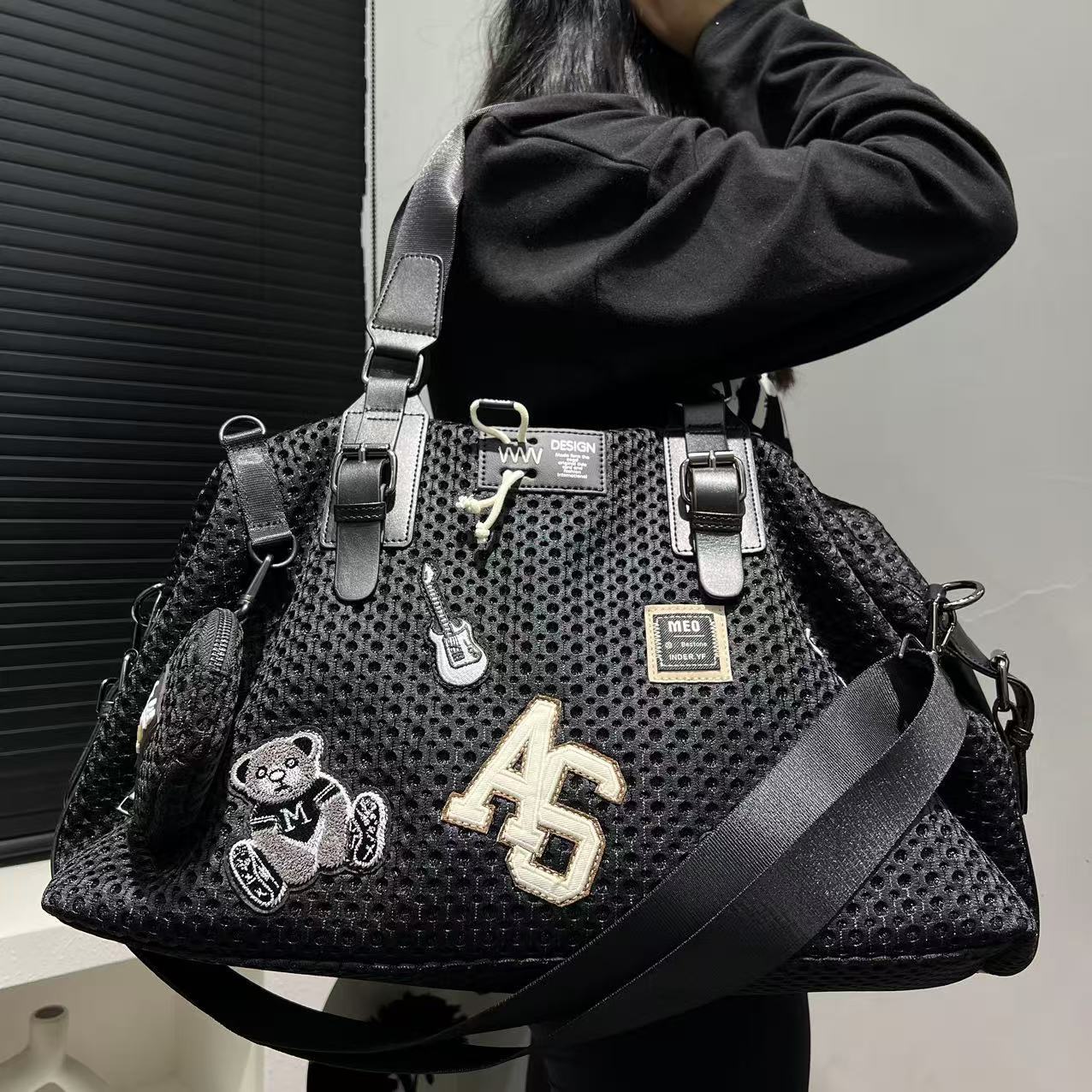 Women's Fashion Net Face Mask Cloth Nylon Shoulder Bags