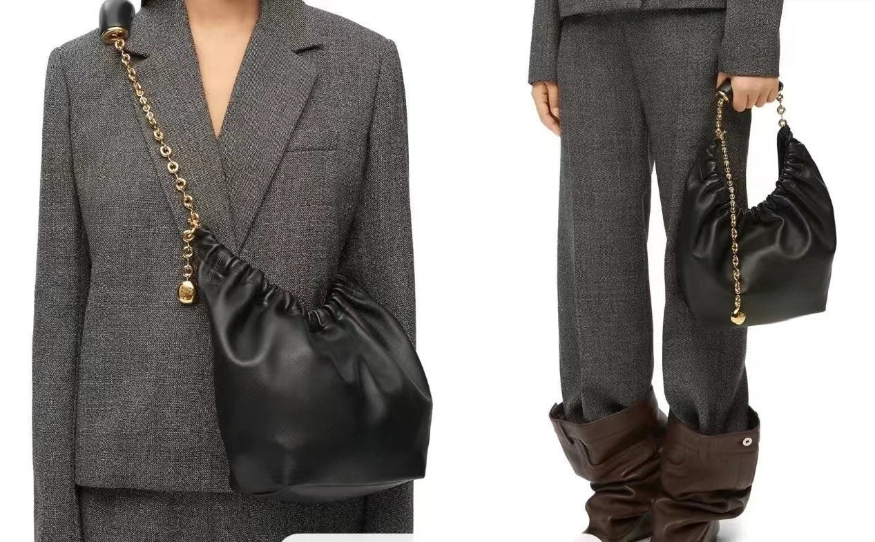 Women's Genuine Leather Soft Cowhide Donut Chain Shoulder Bags