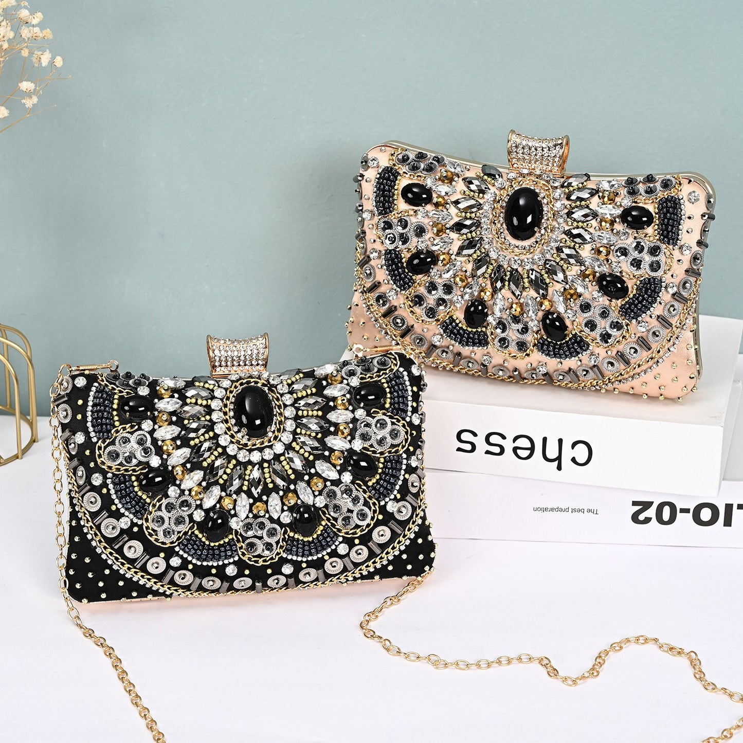 Classic Pearl Embroidery Clutch Handmade Beaded Handbags