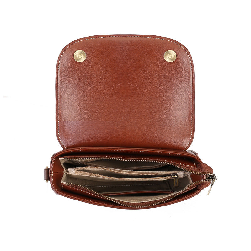 Women's Design Leather Retro Color Matching Toe Shoulder Bags