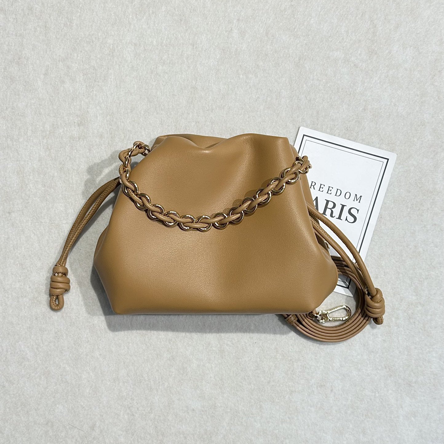 Women's Drawstring Lucky Genuine Leather Exquisite Hand Bags