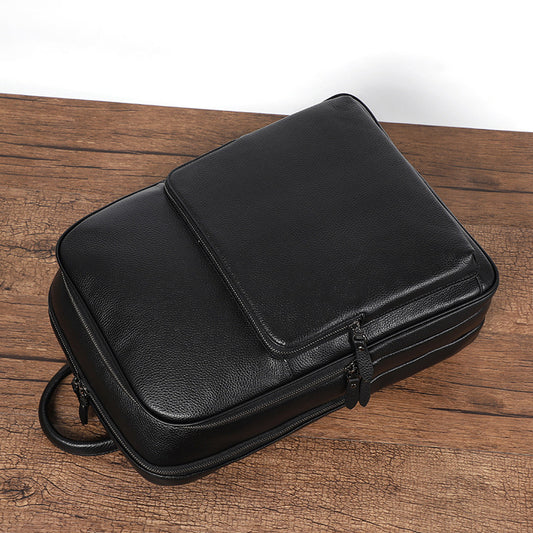 Men's Leather Business Fashion Large Capacity Computer First Backpacks