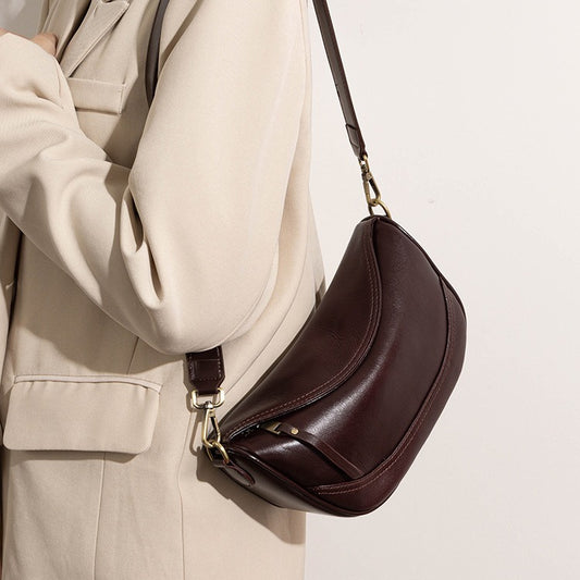 Women's Trendy Vintage Leather Fashion Vegetable Tanning Crossbody Bags