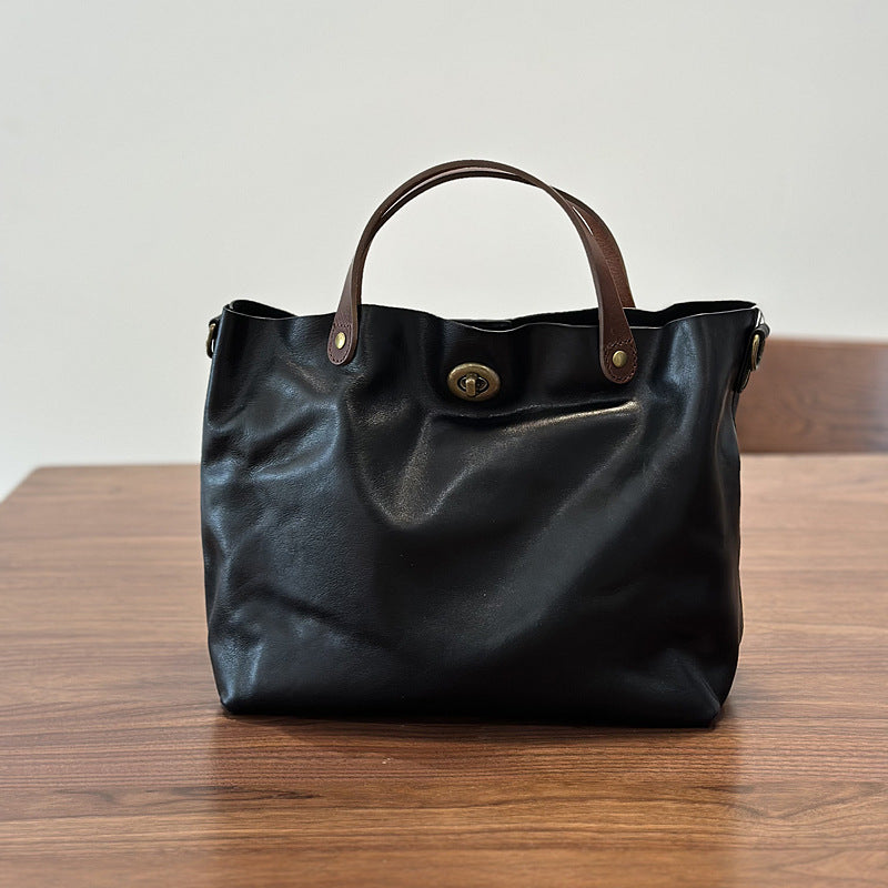 Women's Vegetable Tanned Leather Top Layer Genuine Portable Bags