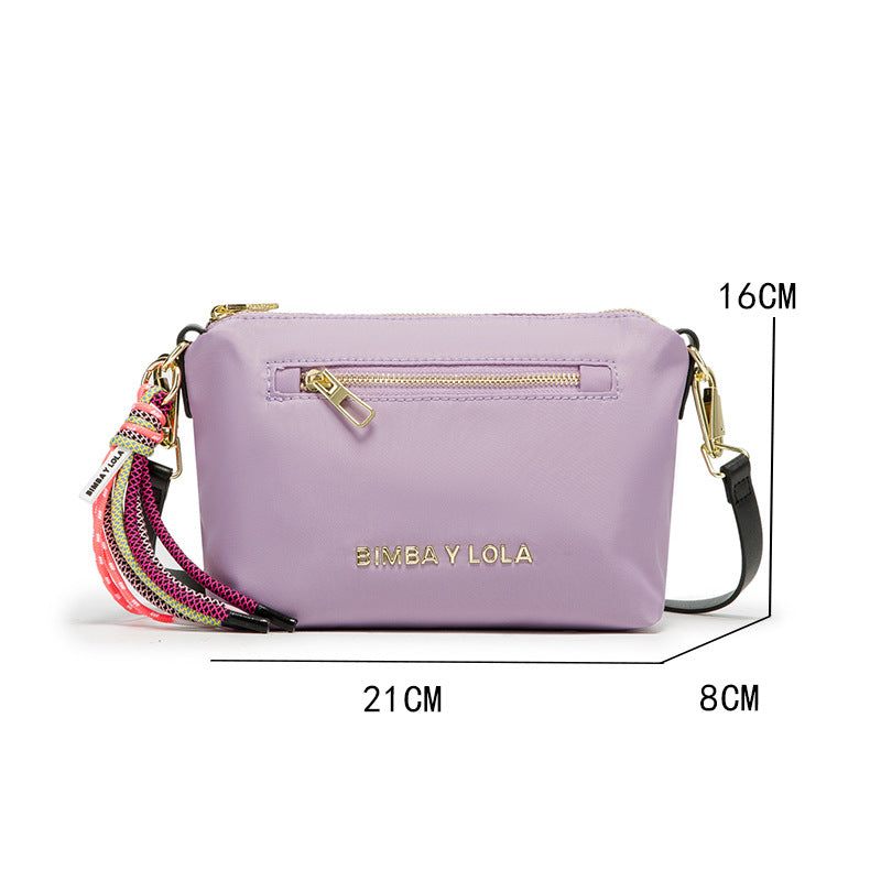 Women's Spanish Color Lanyard Letter Metal Zipper Shoulder Bags
