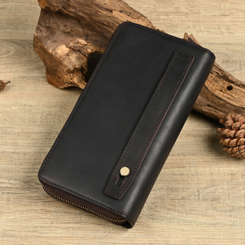 Men's Upgraded Capacity Genuine Leather Clutch Crazy Men's Handbags
