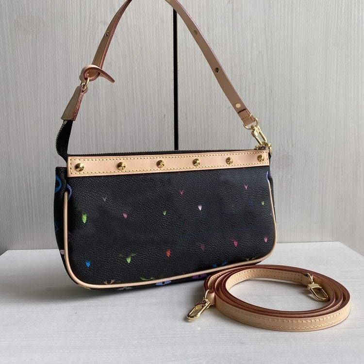 Women's Rivet Mahjong Underarm Envelope White Color Crossbody Bags