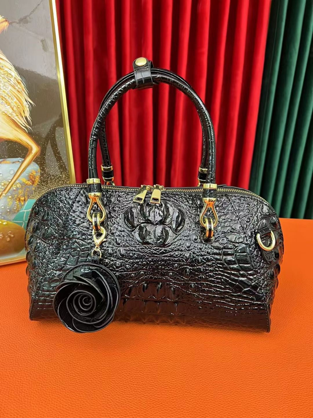 Women's Leather Crocodile Pattern High-grade Fashion Large Handbags