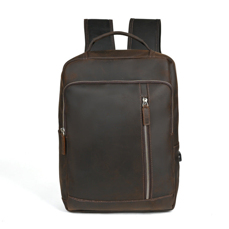 Men's Layer Cowhide Leather Retro Large Backpacks