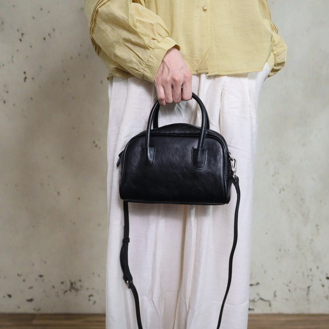 Women's Bowling Leather Pillow Vegetable Tanning Minority Handbags