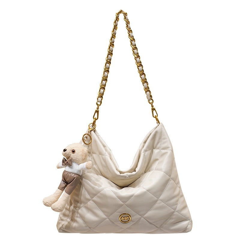 Women's Leather Simple Large Capacity Diamond Chain Shoulder Bags