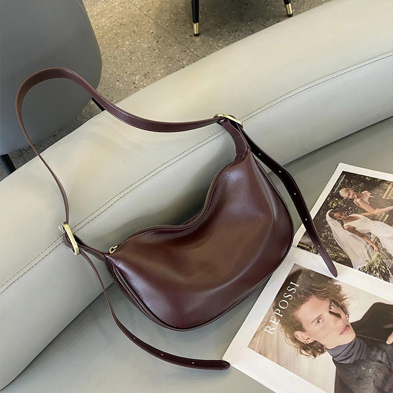 Women's Dumpling Genuine Leather Underarm Large Capacity Bags