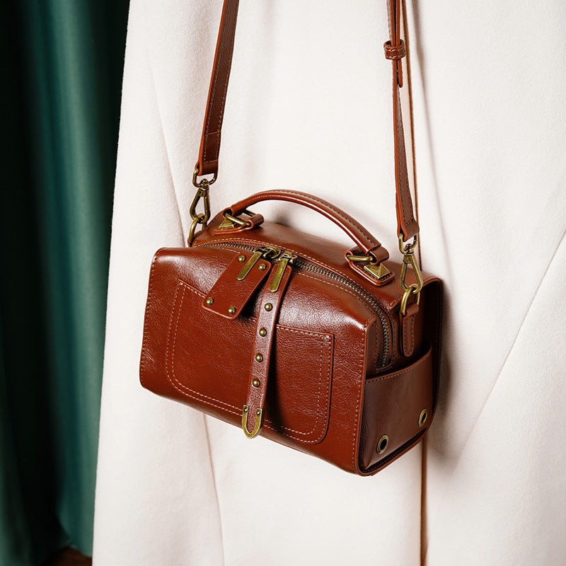 Women's Style Retro Boston Fashionable Leather Hand Shoulder Bags