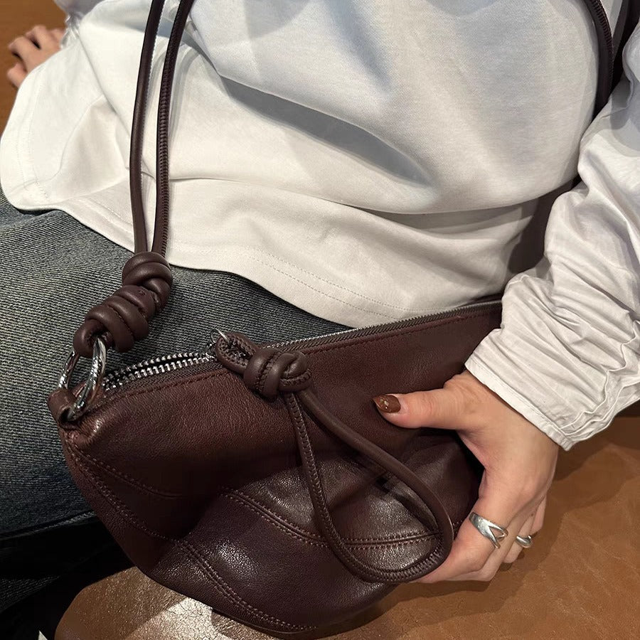 Women's Tanned Sheepskin Genuine Leather Retro Niche Crossbody Bags