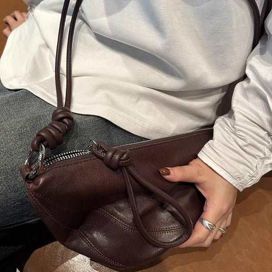 Women's Tanned Sheepskin Genuine Leather Retro Niche Crossbody Bags