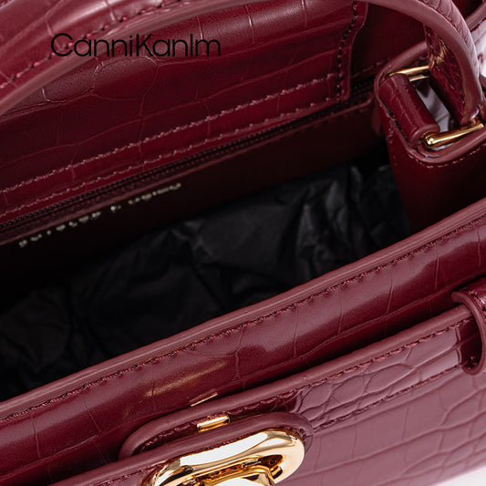 Women's Portable Kelly High-grade Retro Crocodile Pattern Crossbody Bags