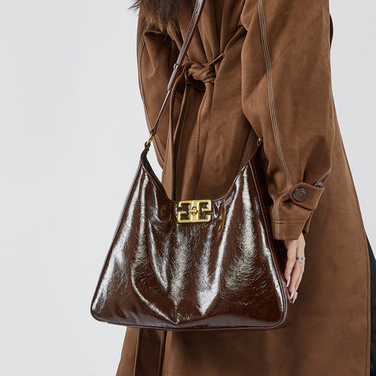 Women's First Layer Cowhide Underarm High-grade Portable Big Crossbody Bags
