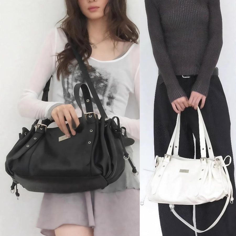 Elegant Women's Locomotive Style Leather Single Tote Bags