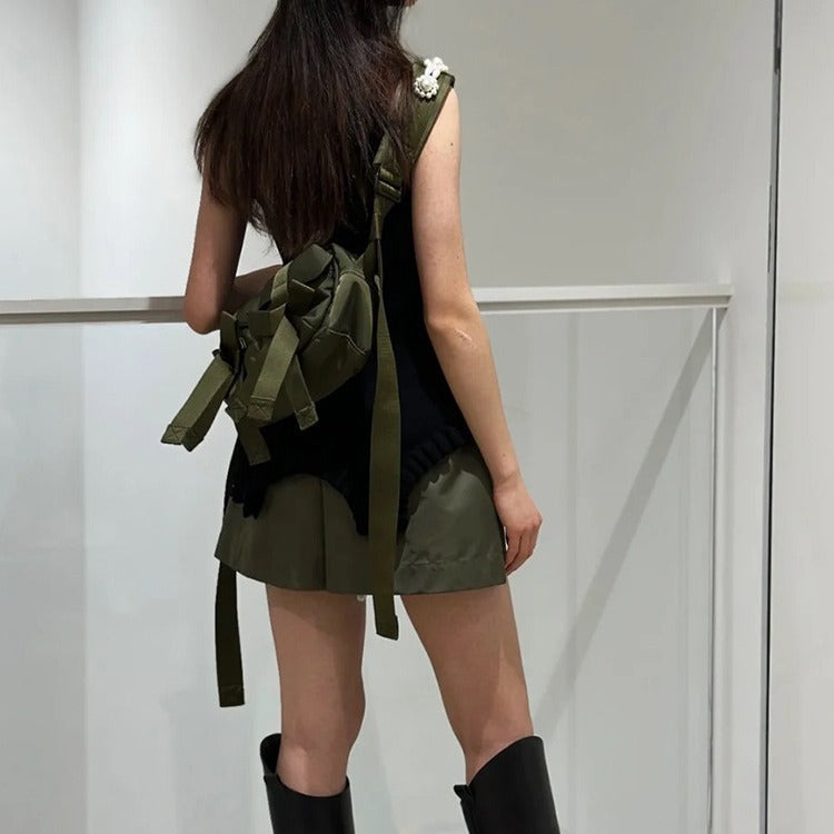 Women's Sweet Pearl Canvas Bow One Crossbody Bags