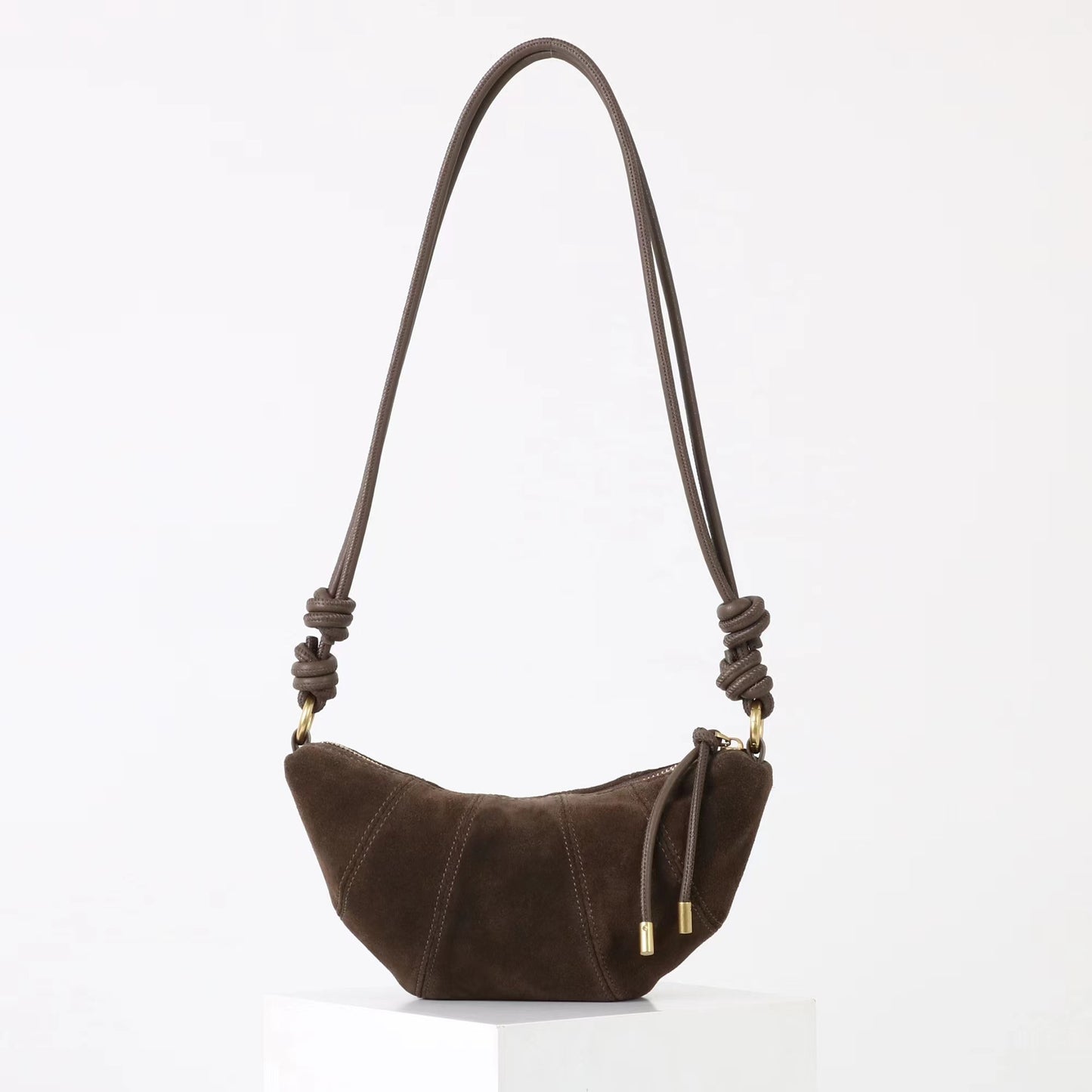 Women's Trendy Retro Frosted Leather Croissant Design Handbags