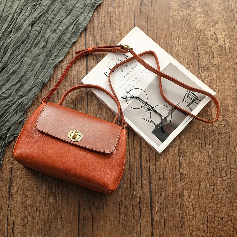 Leather Vintage Brass Hardware Thickness Match Crossbody Bags