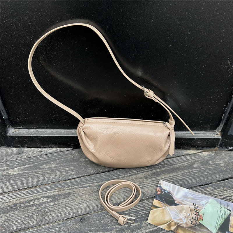 Women's Niche Pleated Dumpling First Layer Cowhide High-grade Underarm Shoulder Bags