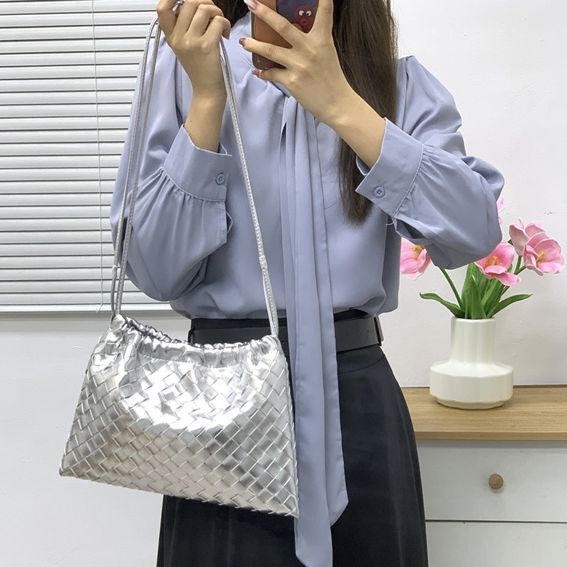 Women's Leather Woven Dumpling Garbage Genuine Underarm Crossbody Bags