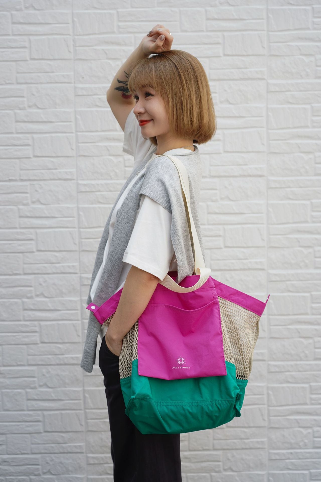 Women's & Men's & Grapefruit Summer Trendy Cool Mesh Shoulder Bags