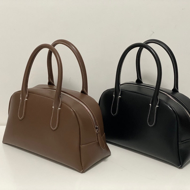 Women's Capacity Of Genuine Leather Portable Boston Crossbody Bags