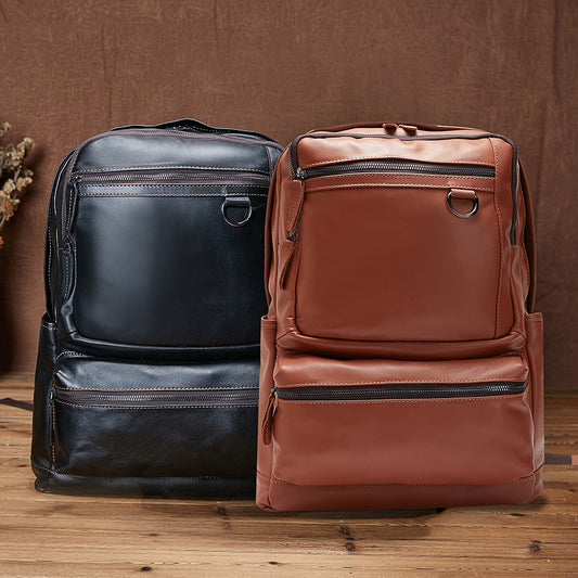 Men's Leather Business First Layer Cowhide Trendy Backpacks