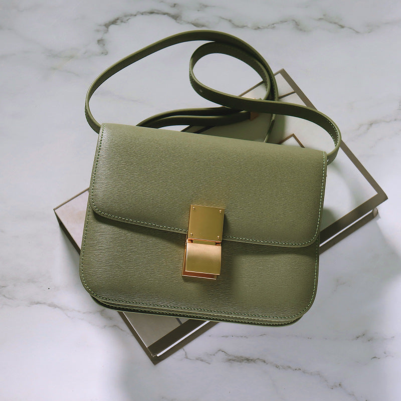 Women's Rub Grain Cowhide Leather Retro Toothpick Crossbody Bags