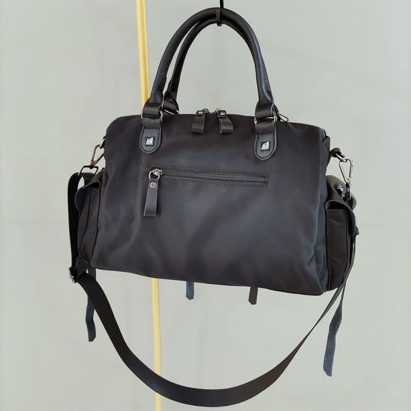Women's Trendy Nylon Leather Personality Rivets Jean Handbags